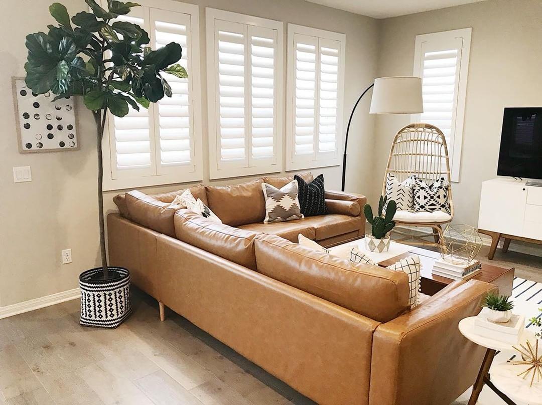 Cozy living room with our Polywood shutters in Atlanta.
